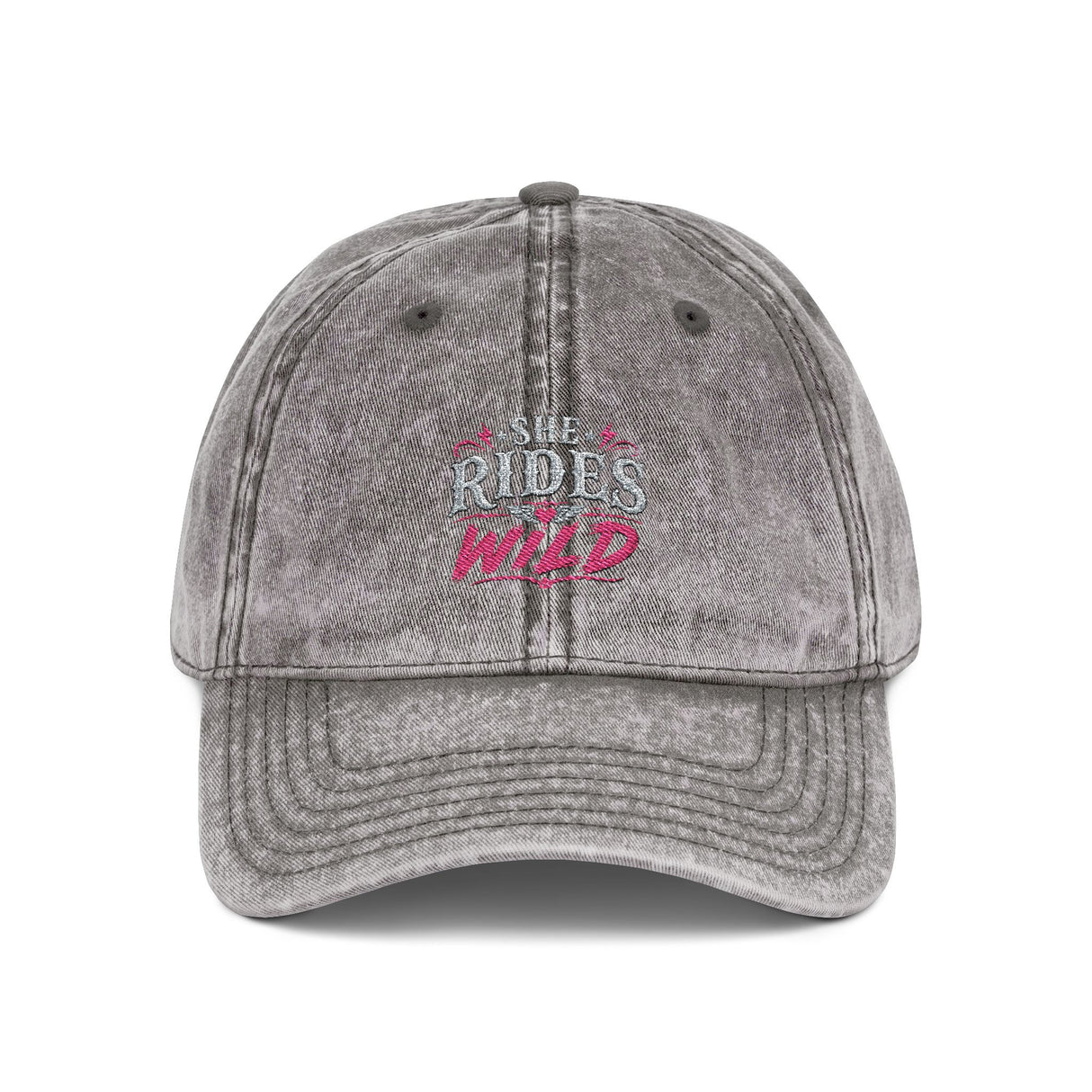 Vintage Embroidered Cap — "She Rides Wild" Retro Baseball Hat - Hats - Back View