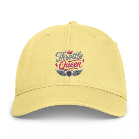 Throttle Queen Embroidered Cap — Vintage Coastal Washed Baseball Hat