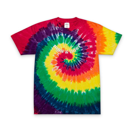 Tie-Dye Spiral Tee — Embroidered "Vibes & Love" Oversized T-Shirt
