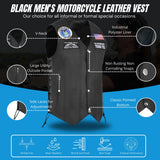 Airforce Black Men's Genuine 7 Pocket Motorcycle Biker Leather Vest