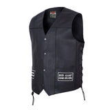 Men's Side Lace Eagle& Flag Pre-Patched Motorcycle Vest