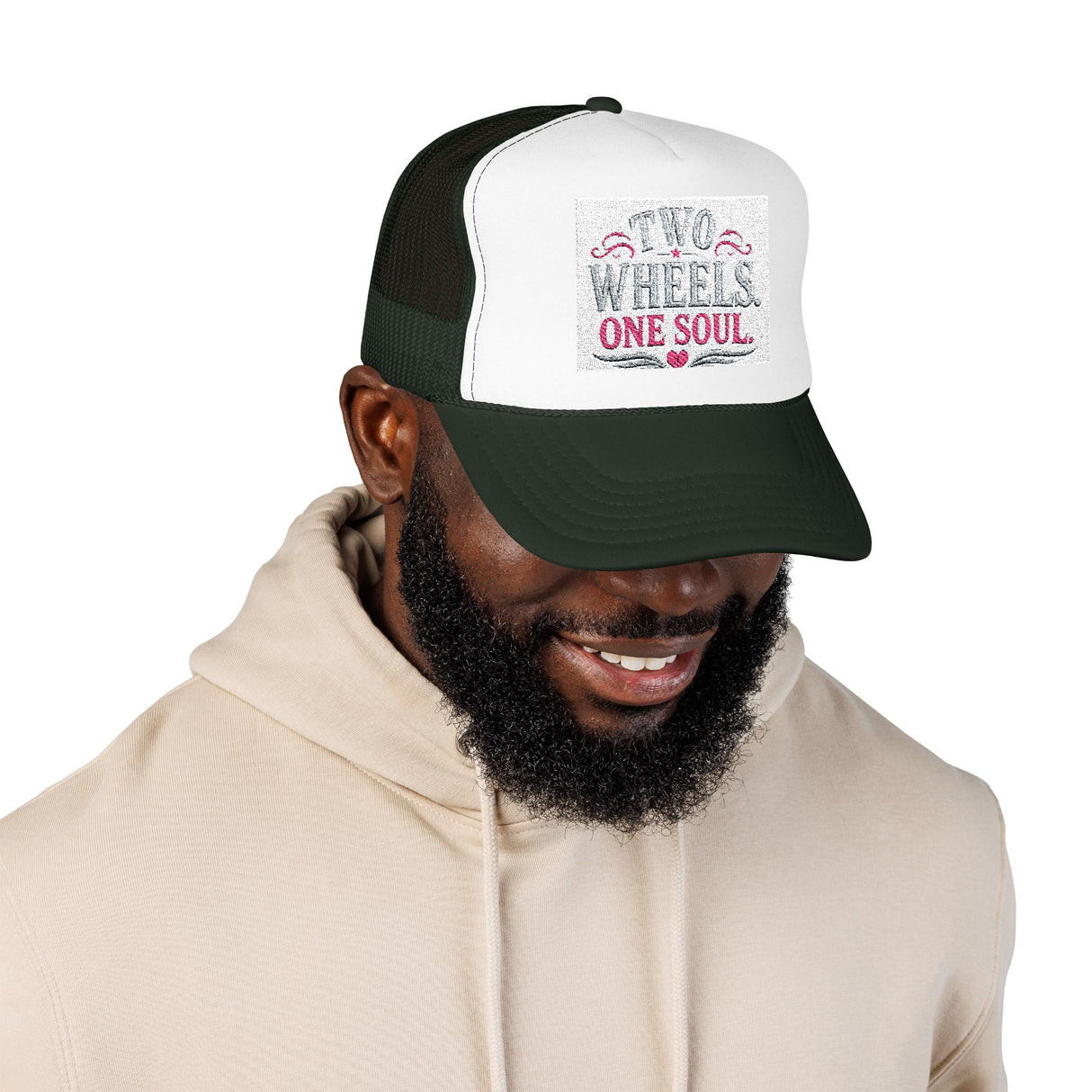 Trucker Hat – Two Wheels One Soul Motorcycle Foam Cap Printify
