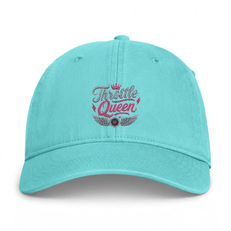 Throttle Queen Embroidered Cap — Vintage Coastal Washed Baseball Hat