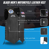 Airforce Black Men's Genuine 7 Pocket Motorcycle Biker Leather Vest