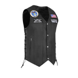 Airforce Black Men's Genuine 7 Pocket Motorcycle Biker Leather Vest
