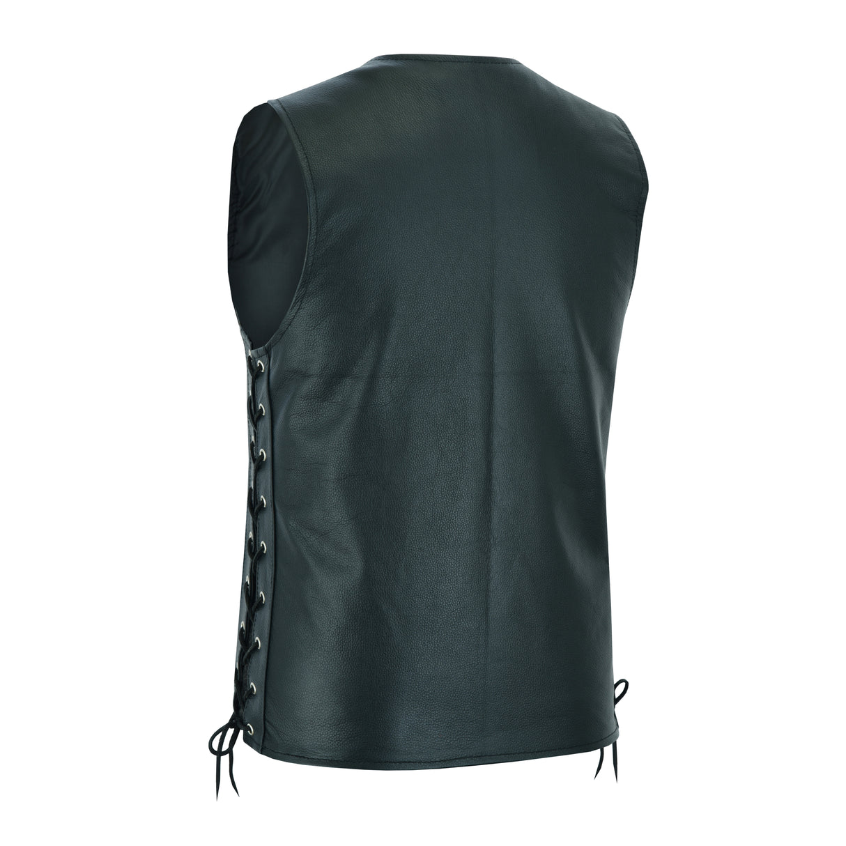 Men Side Lace Leather Style Biker Motorcycle Leather Vest Gun Pockets Carry Arms
