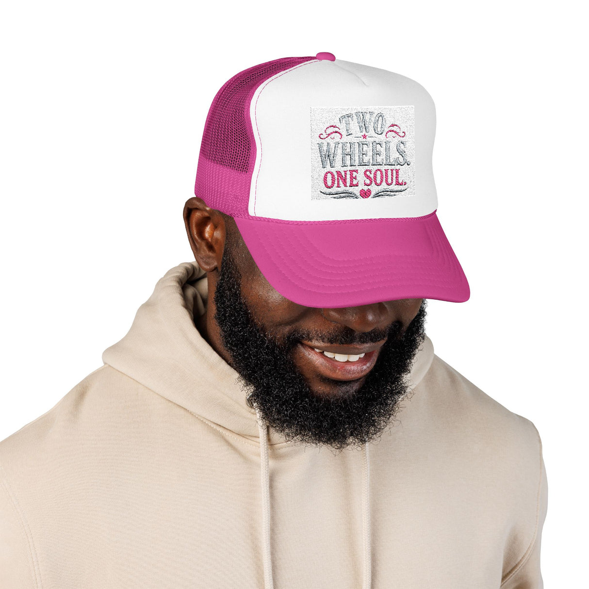 Trucker Hat – Two Wheels One Soul Motorcycle Foam Cap Printify