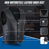 Straight bottom Gun pocket leather men vest