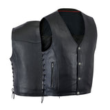 Straight bottom Gun pocket leather men vest
