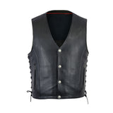 Straight bottom Gun pocket leather men vest