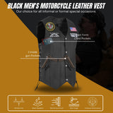 Army Black Men's Genuine 7 Pocket Motorcycle Biker Leather Vest
