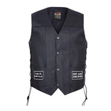 Men's Side Lace Eagle& Flag Pre-Patched Motorcycle Vest
