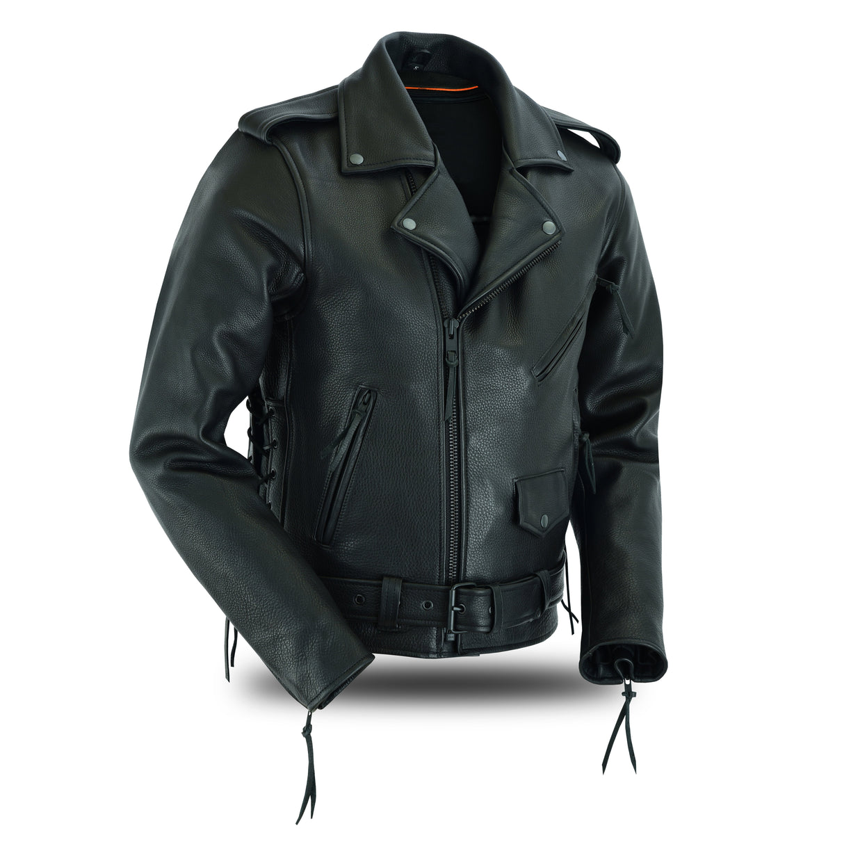 Authentic Highway Patrol Leather Jacket Black Hardware Kidney Back