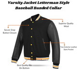 Varsity Jacket Letterman Style Baseball Banded Collar