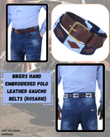 Bikers Hand Embroidered Polo Leather Gaucho Belts (ROSARIO)