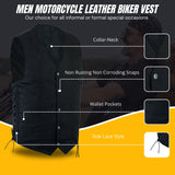 BLACK DENIM Men's Classic Denim Vest Black Motorcycle Easy Biker Patch Sewing, Side Lacing Western Cut