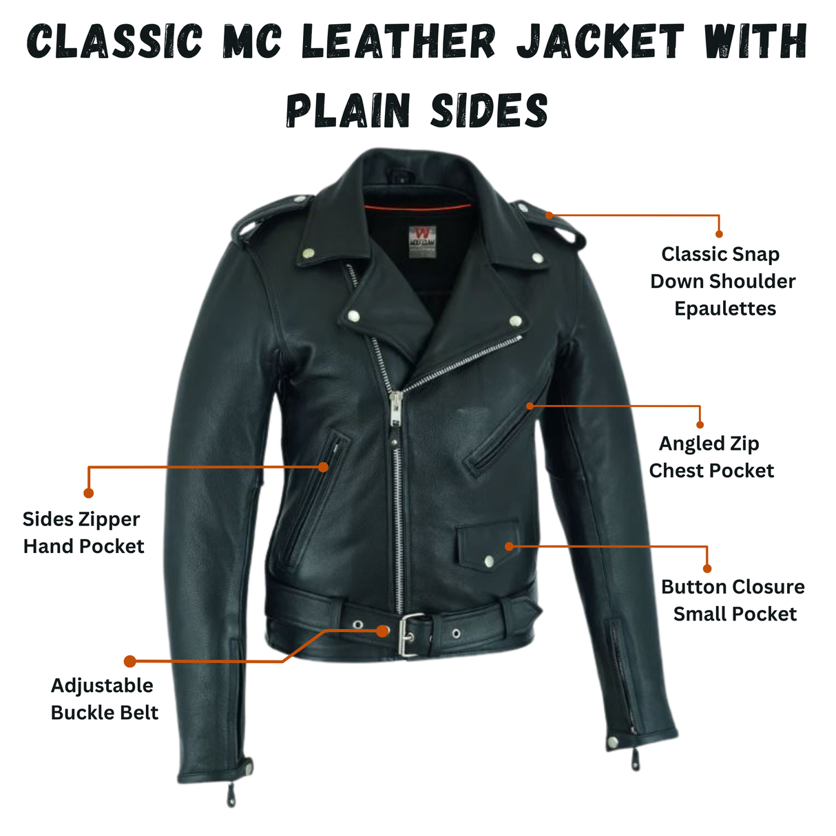 Classic MC Leather Jacket with Plain sides