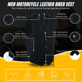 BLACK DENIM Men's Classic Denim Vest Black Motorcycle Easy Biker Patch Sewing, Side Lacing Western Cut