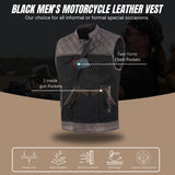 Men's Distressed Brown Black Cross Stitch Club Style Denim Vest.
