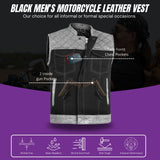 Men's Grey Black Cross Stitch Club Style Denim Vest.