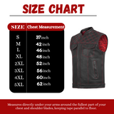 Men's Red Cross Stitch Club Style Cow Natural Leather Vest