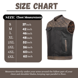 Men's Brown Black Cross Stitch Club Style Cow Natural Leather Vest.