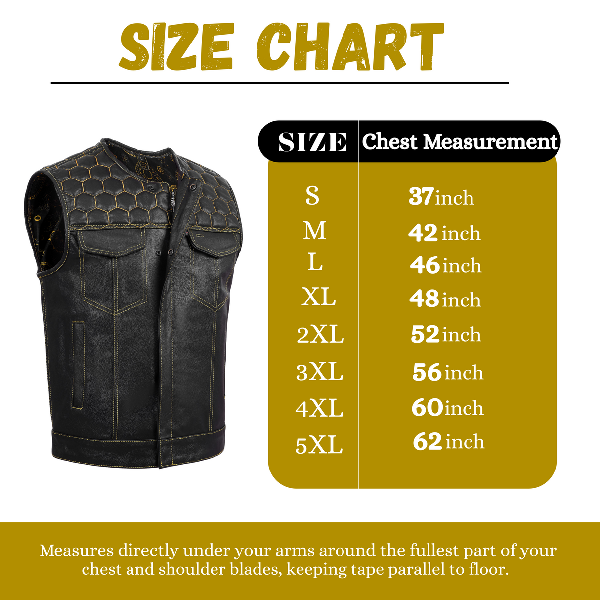 Men's Yellow Cross Stitch Club Leather Cow Natural Leather Vest