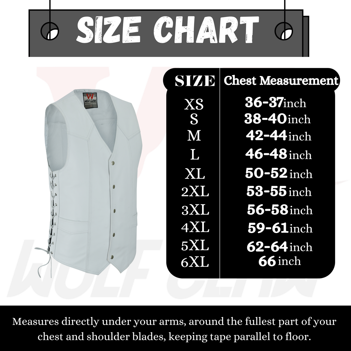 Men's White Side Lace Leather Traditional style Vest.