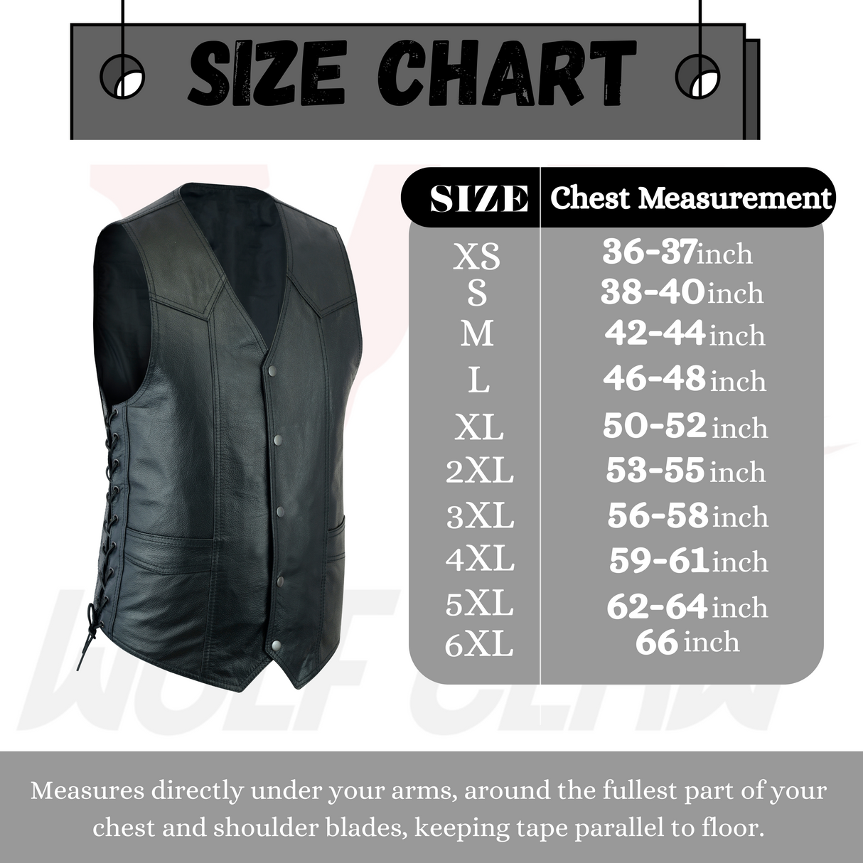 Men's Black Side Lace Basic Style Motorcycle Leather Vest.