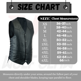 Men's Black Side Lace Basic Style Motorcycle Leather Vest.