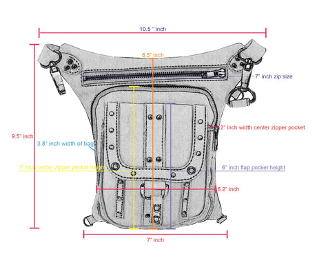 WC79108 Black Cowhide Natural Grain Leather Drop Leg Thigh Bag – Gun Holster, Waist Pack & Messenger Bag - Leather bags - Back View