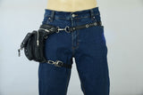 Black Drop Leg Fanny Waist Leather Thigh Bag