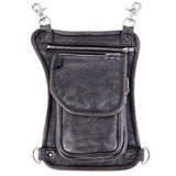Distressed Brown Drop Leg Leather Thigh Bag