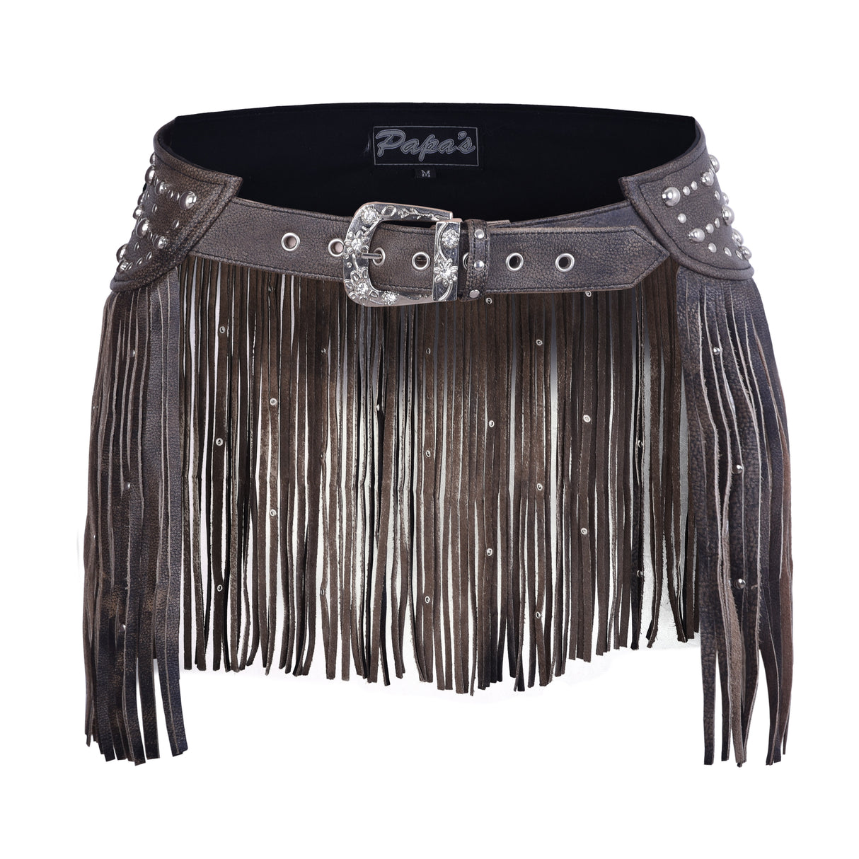 Women Distressed Brown Tassel  Leather Hip Belt