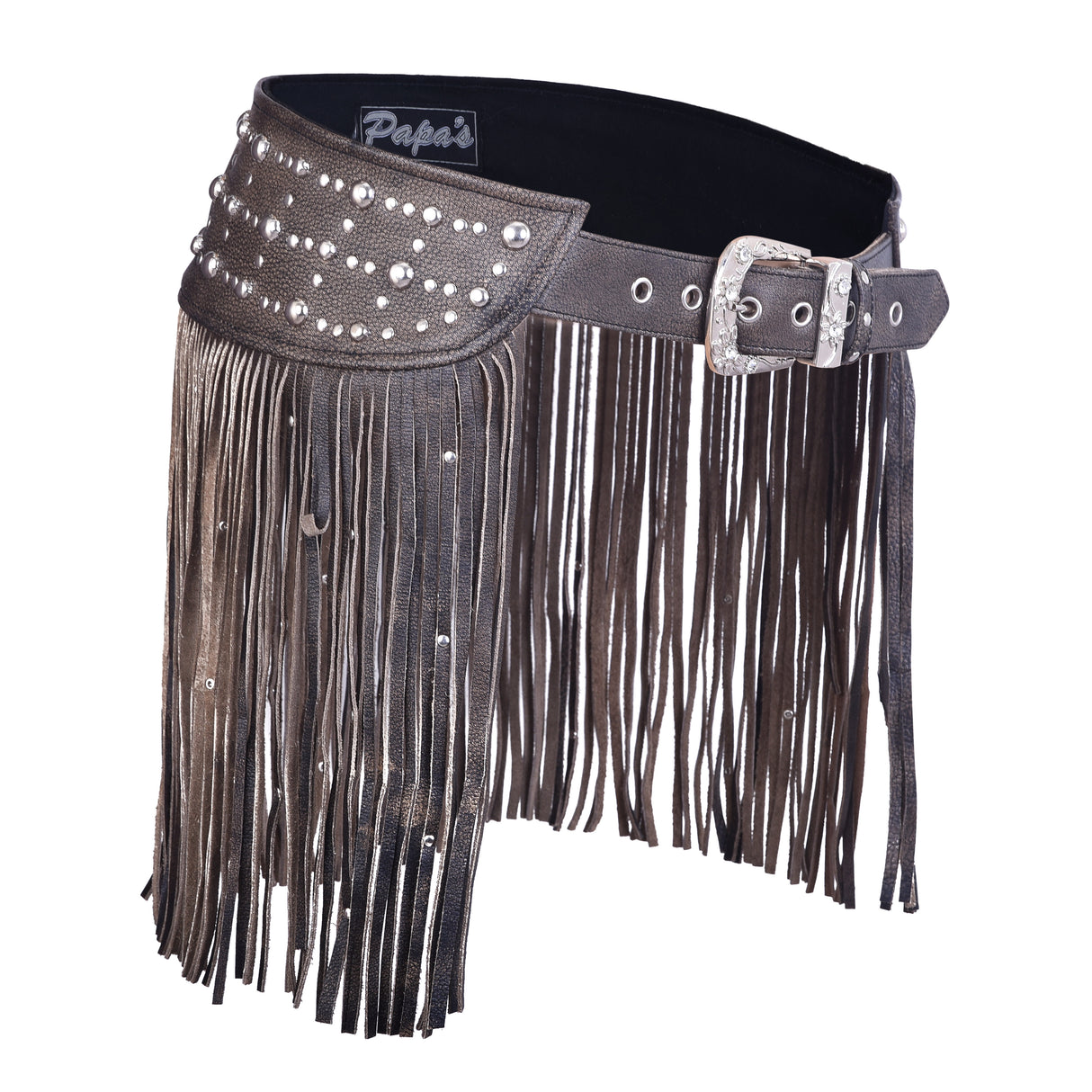 Women Distressed Brown Tassel  Leather Hip Belt
