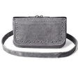 WC15108 Gray Studded Buffalo hide Leather Hip Clip Purse Bag | Women Waist Fanny Pack Motorcycle - Leather bags - Front View