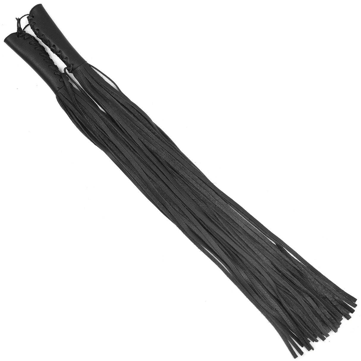 WC6202NKD Naked Leather Motorcycle Clutch Cover Lever Wrap Cover with Fringe 20” Black (Set of 2 - Right/Left) - Front View