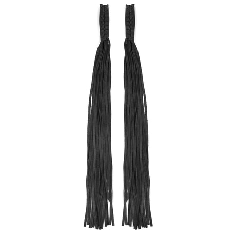 WC6202NKD Naked Leather Motorcycle Clutch Cover Lever Wrap Cover with Fringe 20” Black (Set of 2 - Right/Left) - Back View