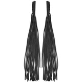 WC6202NKD Naked Leather Motorcycle Clutch Cover Lever Wrap Cover with Fringe 20” Black (Set of 2 - Right/Left) - Side & Angle View