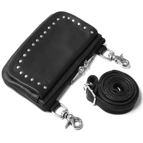 WC15108STUD Women's Black Studded Hip Bag – Trendy & Edgy Accessory - Leather bags - Back View