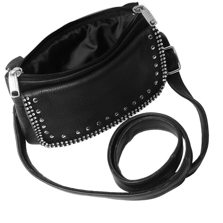 WC15108 Bling Cowhide Leather Hip Clip Purse Bag | Women Conceal Carry Waist Fanny Pack Motorcycle - Leather bags - Back View
