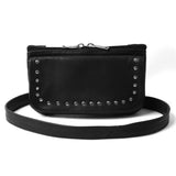 WC15108STUD Women's Black Studded Hip Bag – Trendy & Edgy Accessory - Leather bags - Front View