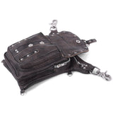 Distressed Brown Drop Leg Fanny Waist Leather Bag