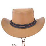 Premium Cream Genuine Leather Cowboy Hat with Shapeable Brim