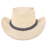 Western-Style Suede Leather Cowboy Hat with Braided Band