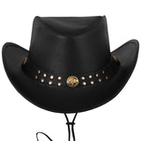 Cowhide Leather Black Cowboy Hat with Buffalo Nickel Accent Band