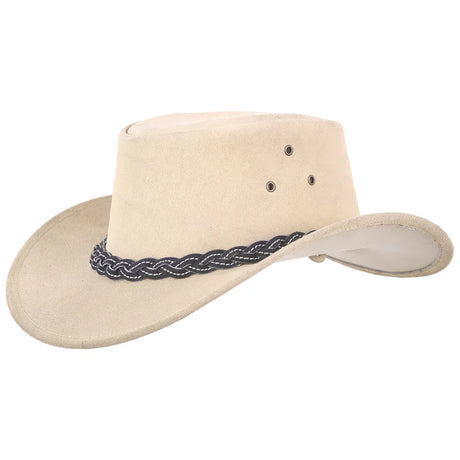 Western-Style Suede Leather Cowboy Hat with Braided Band