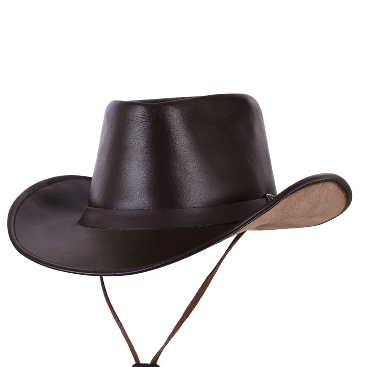 Brown Genuine Leather Cowboy Hat – Indiana Jones Western Style