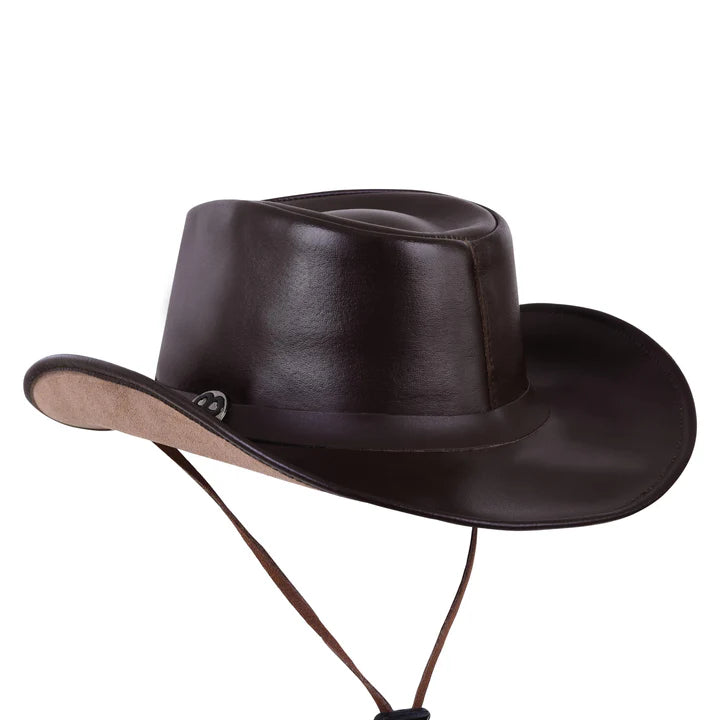 Brown Genuine Leather Cowboy Hat – Indiana Jones Western Style