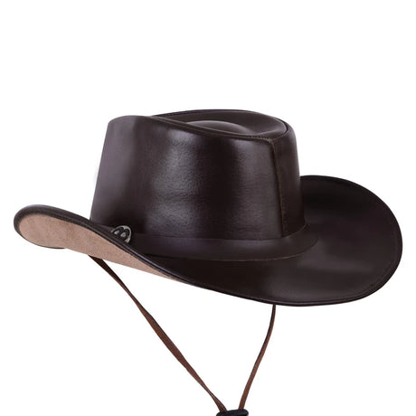 Brown Genuine Leather Cowboy Hat – Indiana Jones Western Style